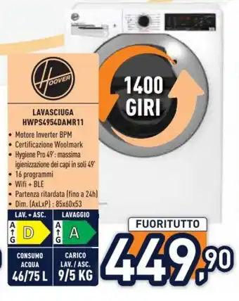 Unieuro HOOVER LAVASCIUGA HWPS4954DAMR11 offerta