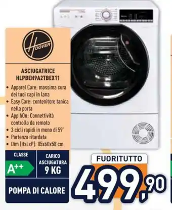Unieuro Hoover ASCIUGATRICE HLPBEH9A2TBEX11 offerta