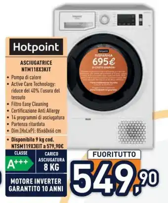 Unieuro Hotpoint ASCIUGATRICE NTM118X3KIT offerta