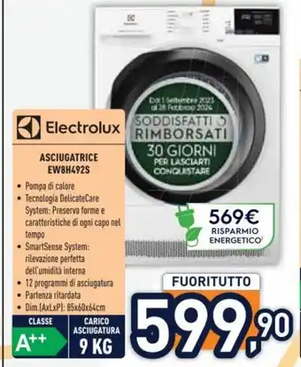 Unieuro Electrolux ASCIUGATRICE EW8H492S offerta