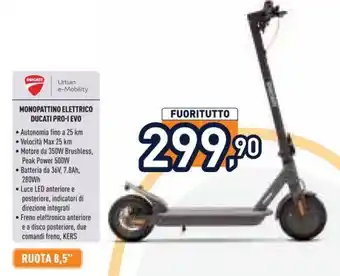 Unieuro Urban e-Mobility MONOPATTINO ELETTRICO DUCATI PRO-I EVO offerta