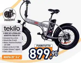 Unieuro teklio E-BIKE FAT A PEDALATA ASSISTITA TEKLIO TF1 offerta