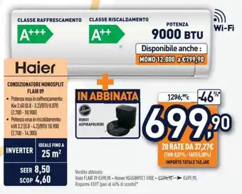 Unieuro Haier CONDIZIONATORE MONOSPLIT FLAIR 09 offerta