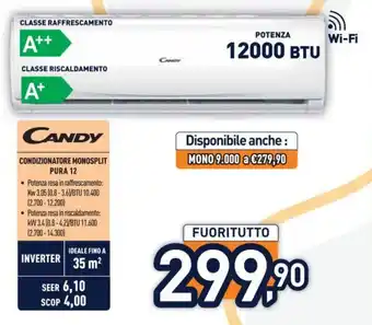 Unieuro CANDY CONDIZIONATORE MONOSPLIT PURA 12 offerta