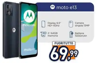 Unieuro motorola moto e13 offerta