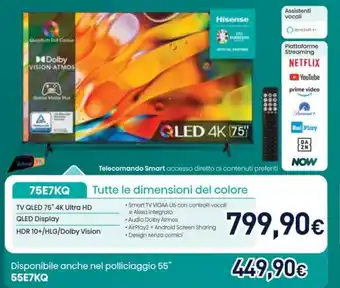 Unieuro TV QLED 75" 4K Ultra HD offerta