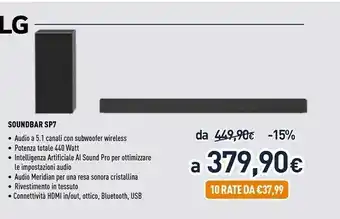 Unieuro LG SP7.DEUSLLK Altoparlante Soundbar Nero, Argento 5.1 Canali 440 W offerta