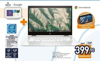 Unieuro HP Chromebook X360 14b-ca0011nl 35,6 Cm (14") Touch Screen Full HD Intel® Celeron® 4 GB LPDDR4-SDRAM 64 GB EMMC Wi-Fi 5 (802. offerta