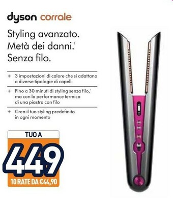 Unieuro Dyson Corrale Piastra Per Capelli Caldo Nero, Fucsia, Nichel 200 W 4,34 M offerta