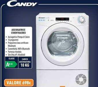Unieuro Candy Smart Pro CSOE H10A2DE-S Asciugatrice Libera Installazione Caricamento Frontale 10 Kg A++ Bianco offerta