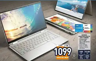 Unieuro HP Spectre X360 14-ea0003nl Ibrido (2 In 1) 34,3 Cm (13.5") Touch Screen WUXGA+ Intel® Core™ I5 Di Undicesima Generazione 8 G offerta