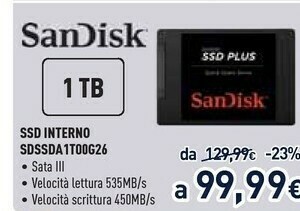 Unieuro Sandisk SSD Interno SDSSDA1T00G26 offerta