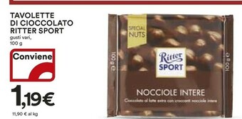 Coop Ritter sport Cioccolato offerta