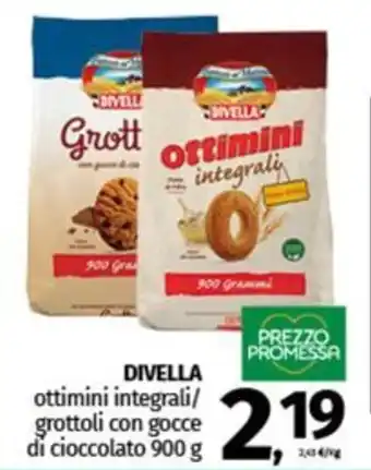DIVELLA ottimini integrali/ grottoli con gocce di cioccolato 900 g