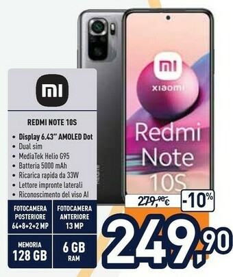 Unieuro Xiaomi Redmi Note 10S offerta
