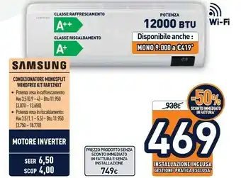 Unieuro Samsung F-AR12NXD Condizionatore Fisso Climatizzatore Split System Bianco offerta