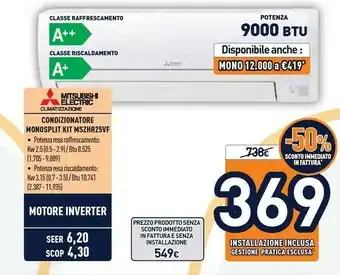Unieuro Mitsubishi Condizionatori offerta