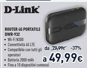 Unieuro D-Link Router 4G Portatile DWR-932 offerta