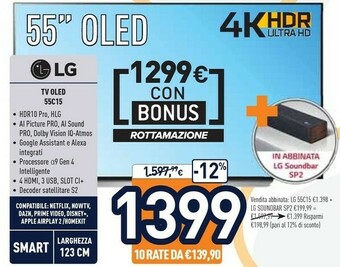 Unieuro LG TV LED 55C15 offerta
