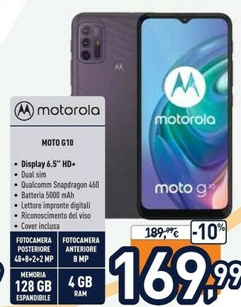 Motorola Moto G10 16,5 Cm (6.5") Doppia SIM Android 11 4G USB Tipo-C 4 GB 128 GB 5000 MAh Grigio