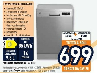 Unieuro Beko DFN28430X Lavastoviglie Libera Installazione 14 Coperti D offerta
