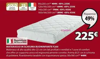 JYSK Materasso In Schiuma Buoninfante F200 offerta