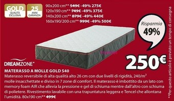 JYSK Materasso A Molle Gold S40 offerta