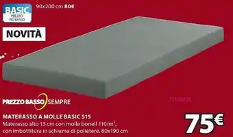 JYSK Materasso A Molle Basic S15 80x190 Cm offerta
