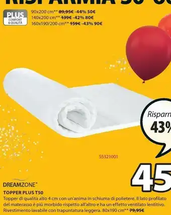 JYSK Topper Plus T50 80x190 Cm offerta