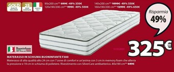 JYSK Materasso In Schiuma Buoninfante F300 offerta