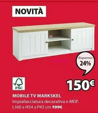 JYSK Mobile Tv Markskel Impiallacciatura Decorativa E Mdf offerta