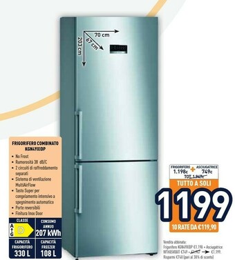 Unieuro Bosch Serie 4 KGN49XIDP Frigorifero Con Congelatore Libera Installazione Acciaio Inossidabile 435 L A+++ offerta