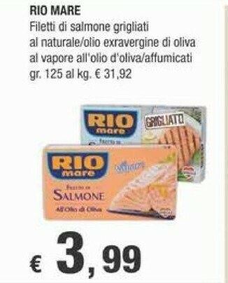 Crai Rio Mare Filetto Di Salmone Al Naturale Al Vapore 125 G(ml) offerta