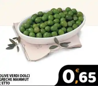 Premium Supermercati OLIVE VERDI DOLCI GRECHE MAMMUT L'ETTO offerta