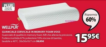 JYSK Wellpur Guanciale Cervicale In Memory Foam Voss offerta