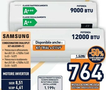 Unieuro Samsung Condizionatore 40LUZON9+12 offerta