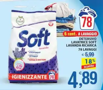 Qui Discount DETERSIVO LAVATRICE SOFT LAVANDA RICARICA 78 LAVAGGI offerta