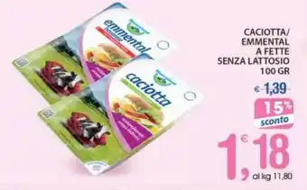 CACIOTTA/ EMMENTAL A FETTE SENZA LATTOSIO 100 GR