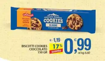 Qui Discount BISCOTTI COOKIES CIOCCOLATO 150 GR offerta