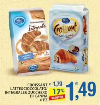 Qui Discount CROISSANT LATTE&CIOCCOLATO/ INTEGRALE& ZUCCHERO DI CANNA 6 PZ offerta