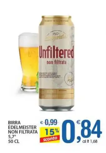 Qui Discount BIRRA EDELMEISTER NON FILTRATA 5,7° 50 CL offerta