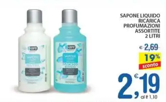 Qui Discount SAPONE LIQUIDO RICARICA PROFUMAZIONI ASSORTITE 2 LITRI offerta