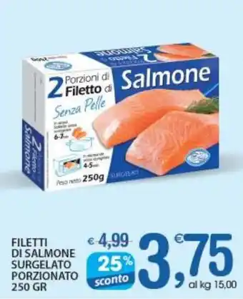 Qui Discount FILETTI DI SALMONE SURGELATO PORZIONATO 250 GR offerta