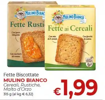 Supermercati Nonna Isa Fette Biscottate MULINO BIANCO Cereali, Rustiche, Malto d'Orzo 315 g offerta