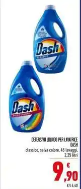 DETERSIVO LIQUIDO PER LAVATRICE DASH classico, salva colore, 45 lavaggi, 2,25 litri