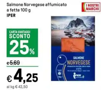 Iper La Grande Salmone Norvegese affumicato a fette 100 g IPER offerta
