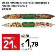 Iper La Grande Sfoglia rettangolare o Brisée rettangolare o rotonda integrale 230 g BUITONI offerta