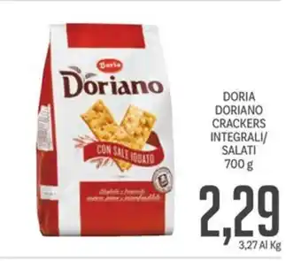 Supermercati Piccolo DORIA DORIANO CRACKERS INTEGRALI/ SALATI 700 g offerta