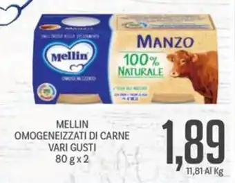 Supermercati Piccolo MELLIN OMOGENEIZZATI DI CARNE VARI GUSTI 80 g x 2 offerta