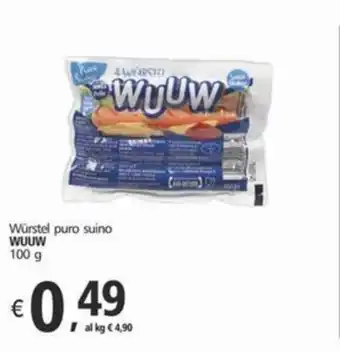 Alter Discount Würstel puro suino WUUW 100 g offerta